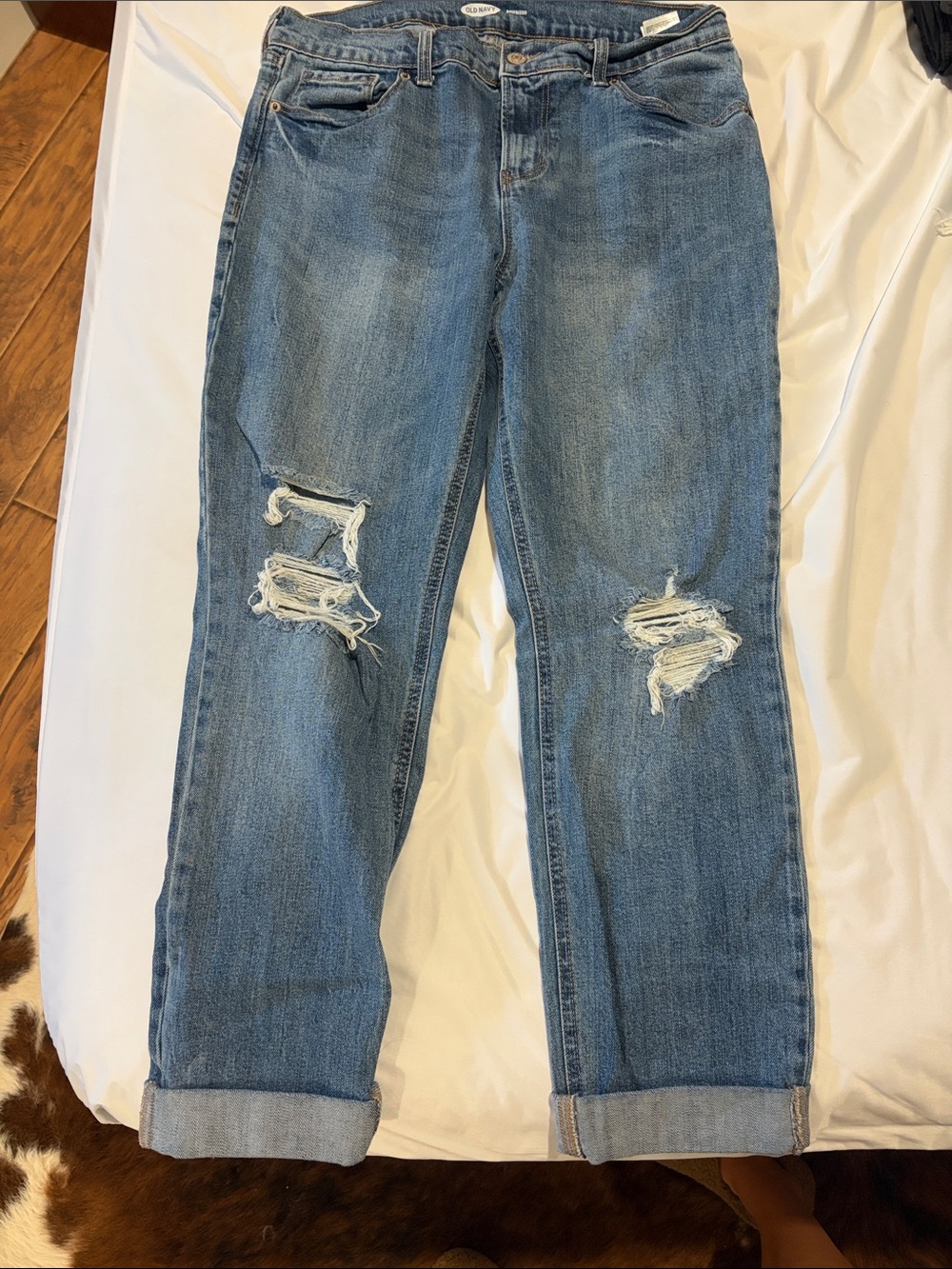 Old Navy Light Blue Boyfriend Distressed Jeans
